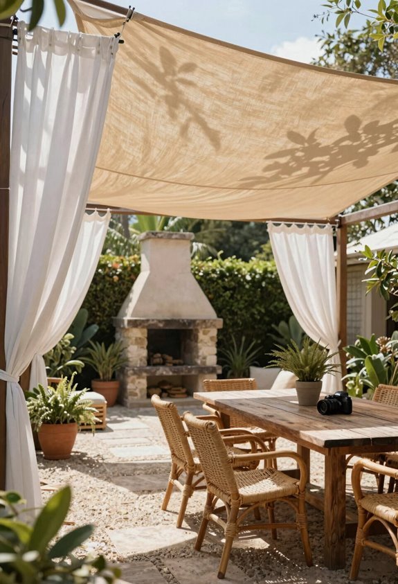 5 Backyard Patio Cover Ideas for Year-Round Outdoor Living 2 fabric sails outdoor curtains durable sunbrella