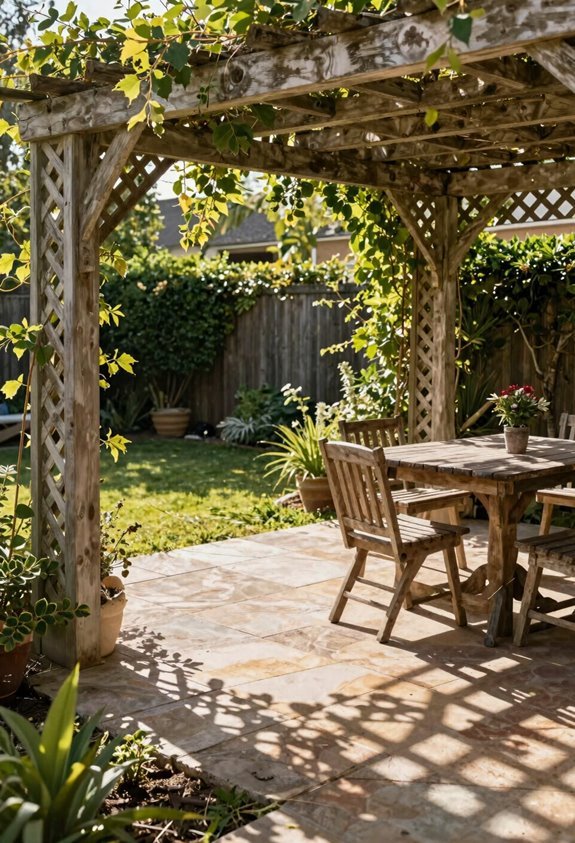 10 Covered Patio Designs That Transform Your Backyard 4 lattice pergola with dappled light